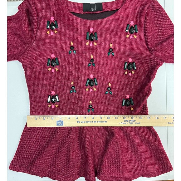 Anthropologie Dolce Vita Women's Gem Drop Peplum Top Raspberry Pink Size M - Picture 6 of 8